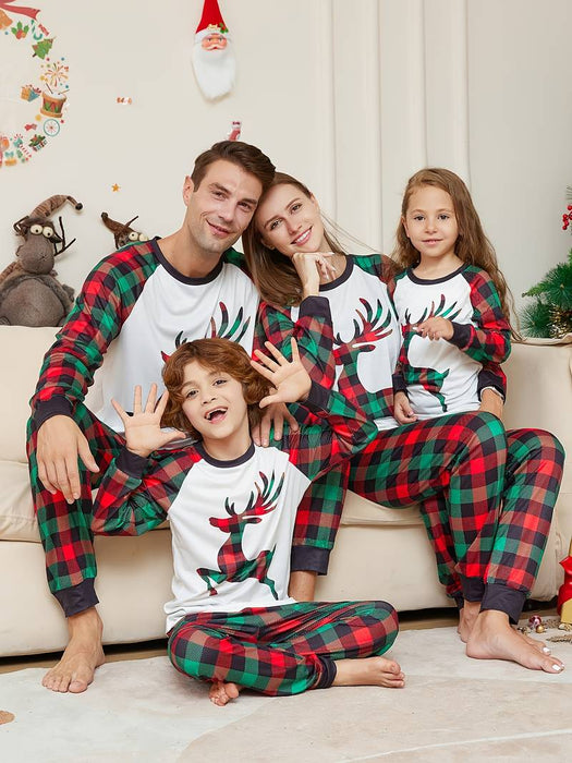 Family Christmas Pajamas Cotton Graphic Plaid Pajamas Cute Christmas Pajamas Home Print