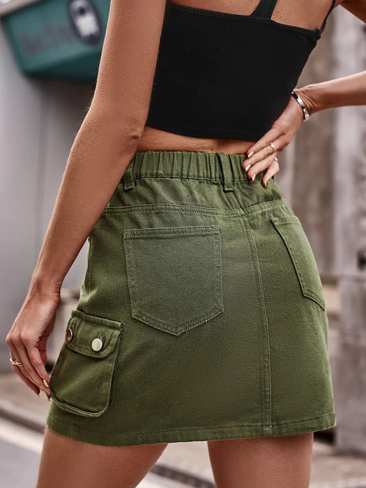 Women's Skirt Cargo Skirt Denim Black Army Green Skirts Pocket Fashion Casual Daily S M L