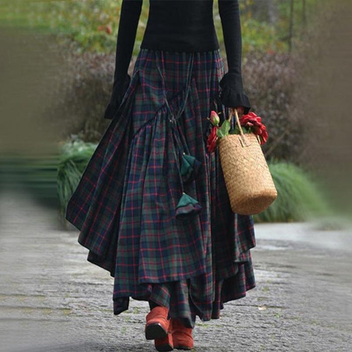Women's Skirt Swing Long Skirt Maxi Polyester Green Skirts Fall & Winter Ruched