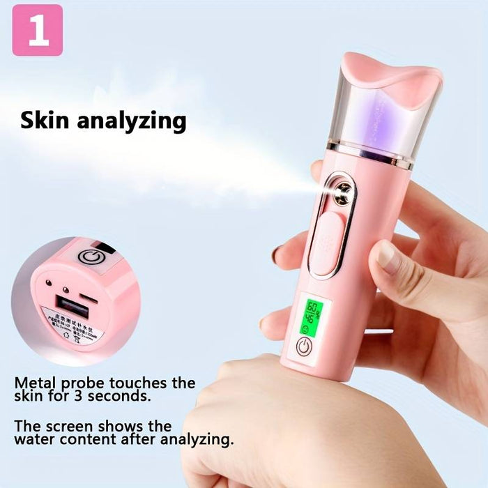 Handy Nano Mist Sprayer With Skin Analyzer Moisture Tester, Portable Facial Atomization Eyelash Extensions