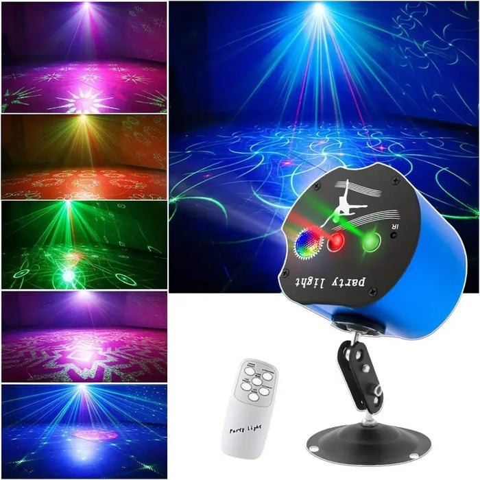 Mini Laser Stage Light Disco Ball Light Voice Controlled Laser RGB LED Projector with Remote Control