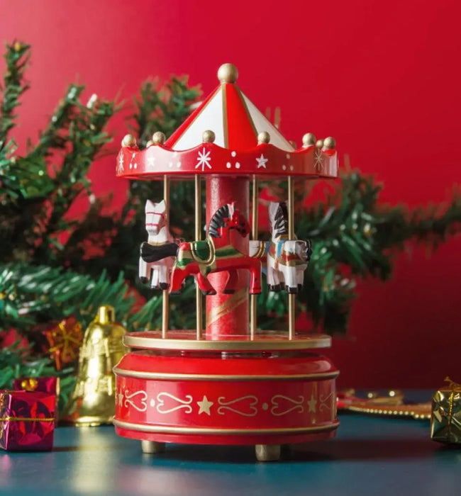 Christmas Gift Carousel Wooden Music Box Birthday Gift Children'S Home Creative Decoration