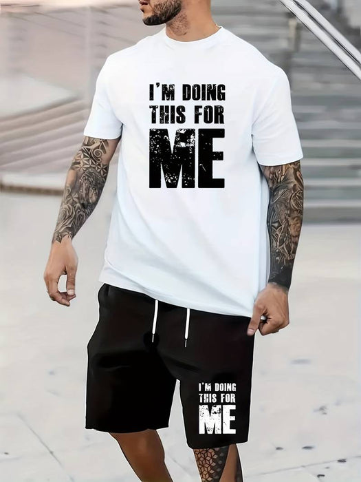 Men's Shorts and T Shirt Set T-Shirt Outfits Graphic Letter Crew Neck Clothing Apparel 3D Print