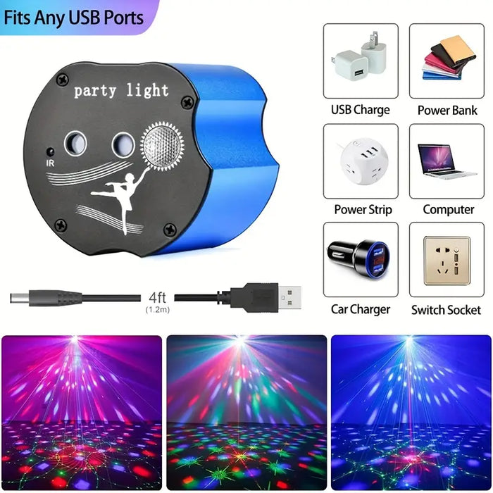 Mini Laser Stage Light Disco Ball Light Voice Controlled Laser RGB LED Projector with Remote Control