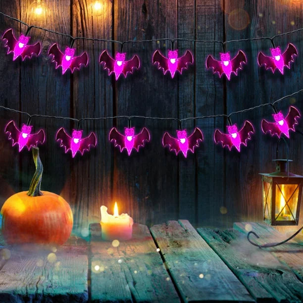 Halloween Decor Spider String Lights Waterproof Solar Bat Pumpkin String Light