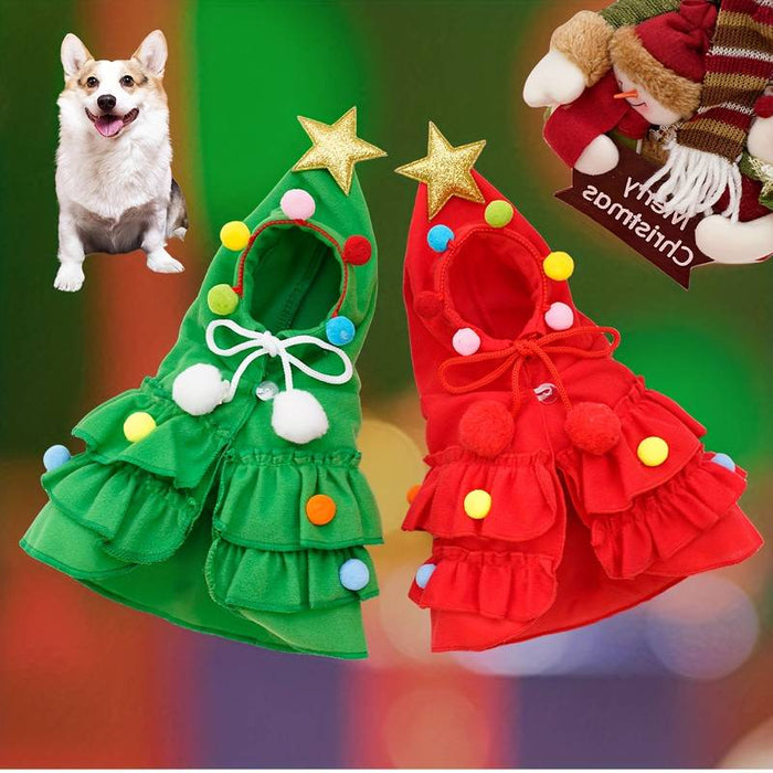 Christmas Pet Clothes christmas tree dog clothes Two Color Cloak Autumn/Winter Cloak