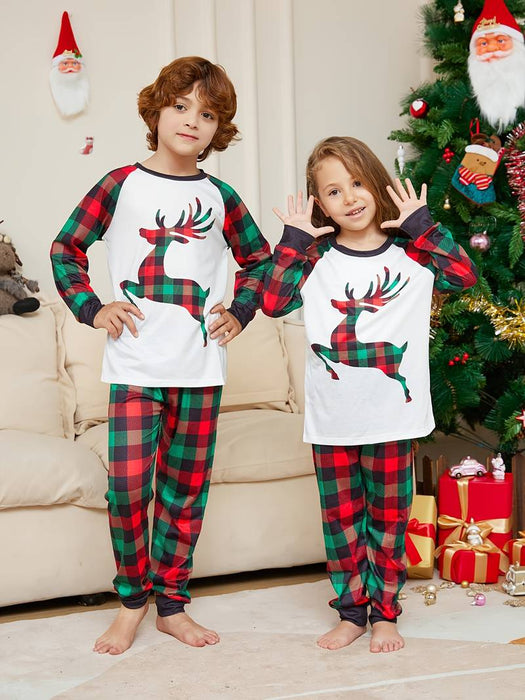 Family Christmas Pajamas Cotton Graphic Plaid Pajamas Cute Christmas Pajamas Home Print