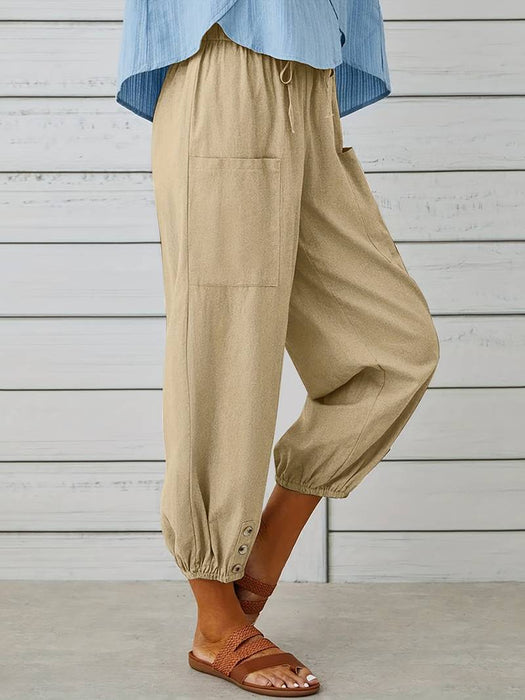Women's Joggers Linen Pants Pants Trousers Ankle-Length Faux Linen Side Pockets Baggy Fashion