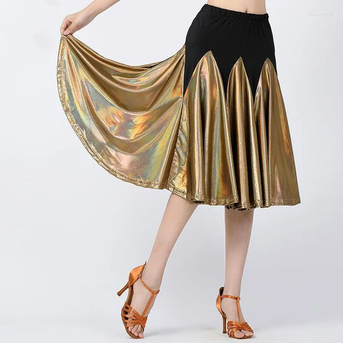 Ballroom Dance Skirts Ruching Pure Color Splicing Women's Training Performance High Polyester