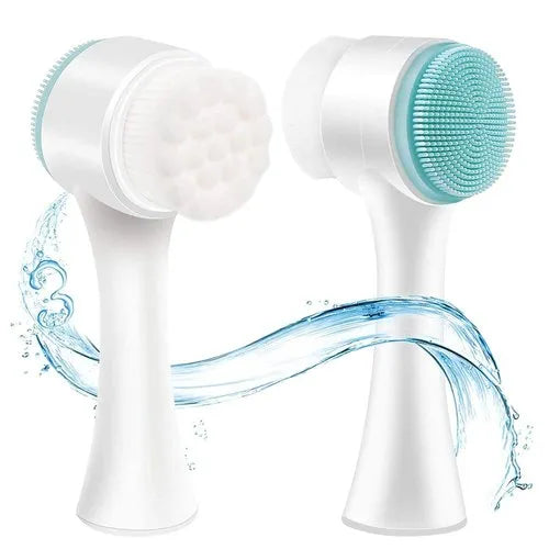 2 in 1Manual Face Brush Double Side Use 3D Stand Portable Facial Cleaning Brush Scrubber Silicone