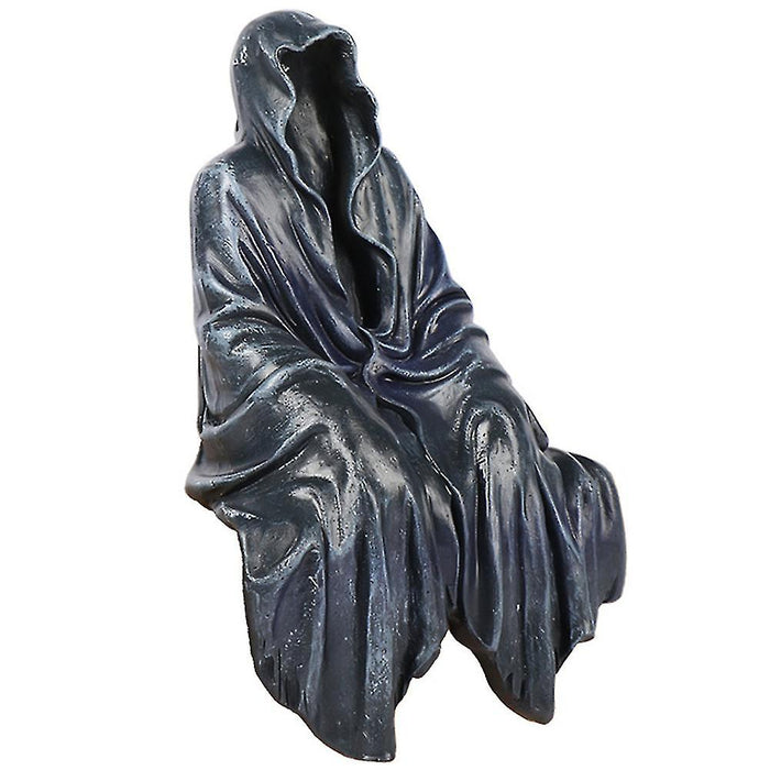 Halloween Horror Art Design Resin Black Robe Dead God Sitting Statue Gothic Dark Knight Terror