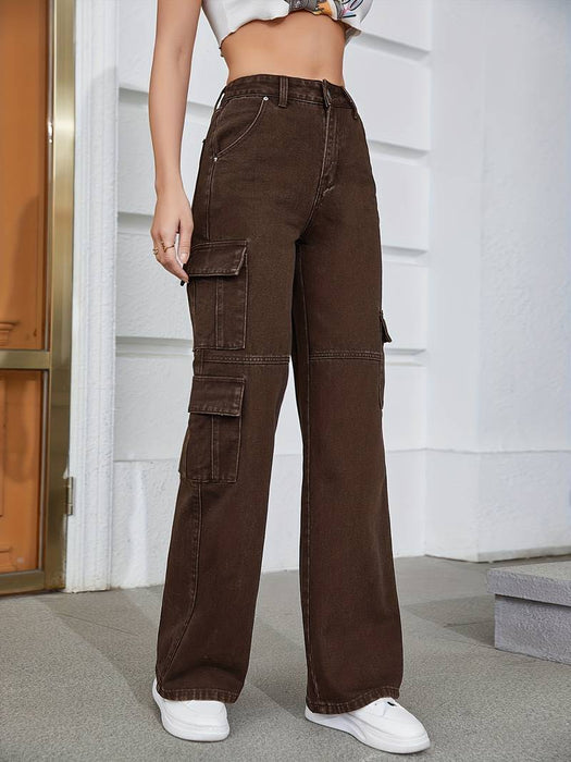 Women's Jeans Cargo Pants Pants Trousers Full Length Denim Micro-elastic Fashion Casual Daily Black Blue S M