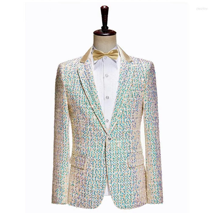 Disco 1980s Tuxedo Suits & Blazers Notch Lapel Disco Men's Sequins Cosplay