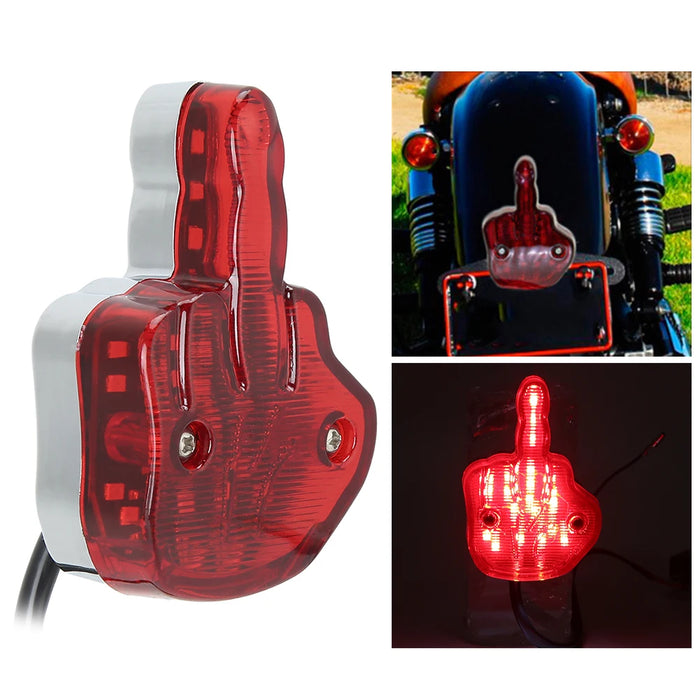 Motorcycle Taillight ,12V LED Motorcycle Rear Light Rear Brake Lamp Unique Middle Finger Styling