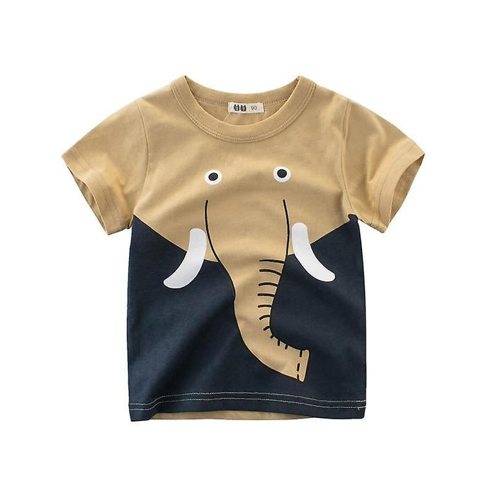 Kids Boys T shirt Tee Animal Cartoon Short Sleeve Crewneck Cotton Children Top Casual