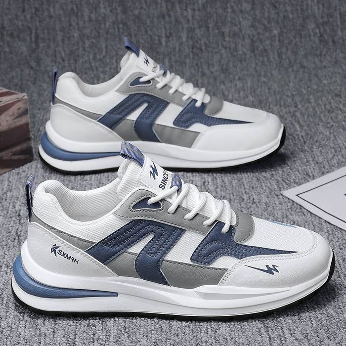 Men's Sneakers Comfort Shoes Running Walking Casual Athletic PU Lace-up Black Light Blue Gray Fall