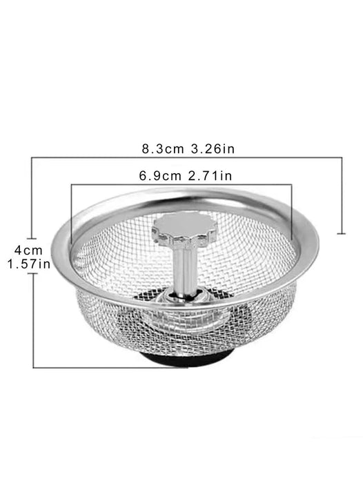 1pc Sink Filter With Plug, Kitchen Stainless Steel Water Filter, Wash Basin Slag Screen