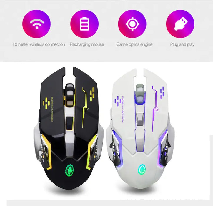 USB Rechargeable Wireless Mouse Gaming Mouse Silent Mechanical E-Sports Backlight PC Gamer