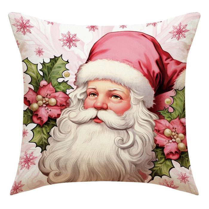 Pink Christmas Double Side Pillow Cover 1PC Xmas Soft Decorative Square Cushion Case Pillowcase