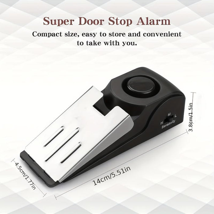 1pc Door Stop Alarm With 120DB Siren Door Stop For Home & Travel Black