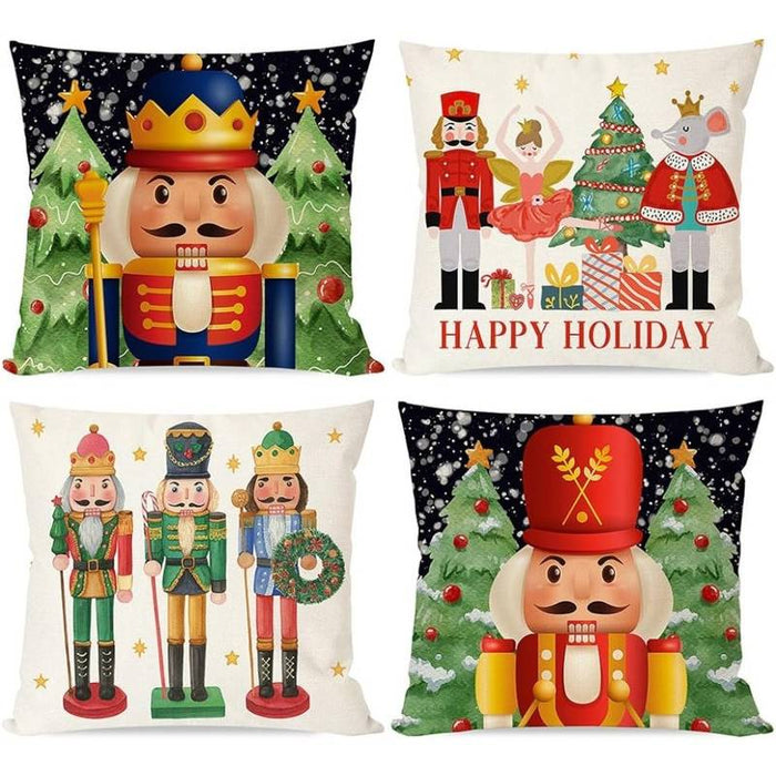 Christmas Nutcracker Double Side Pillow Cover 1PC Xmas Soft Decorative Square Cushion Case