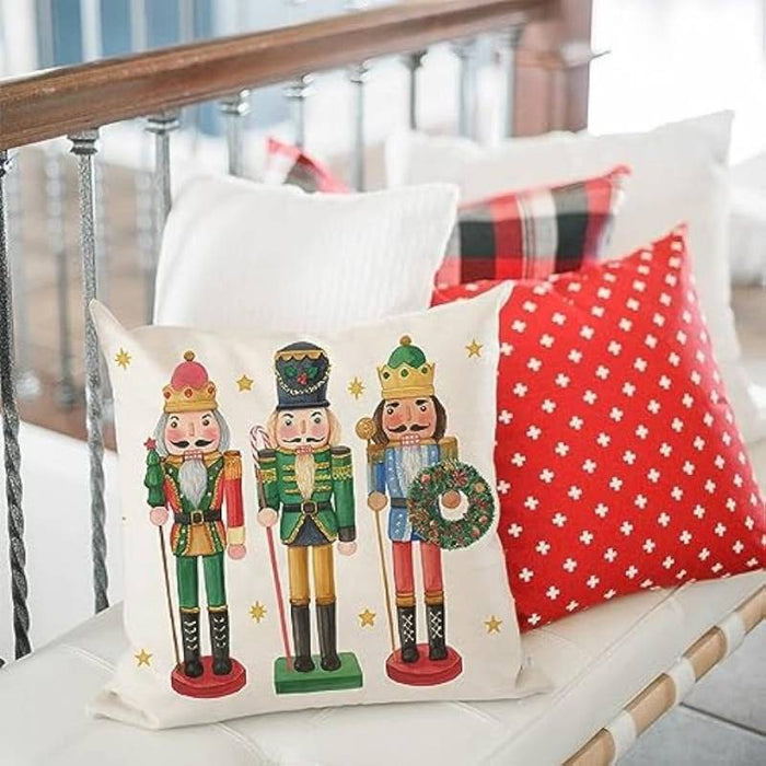 Christmas Nutcracker Double Side Pillow Cover 1PC Xmas Soft Decorative Square Cushion Case