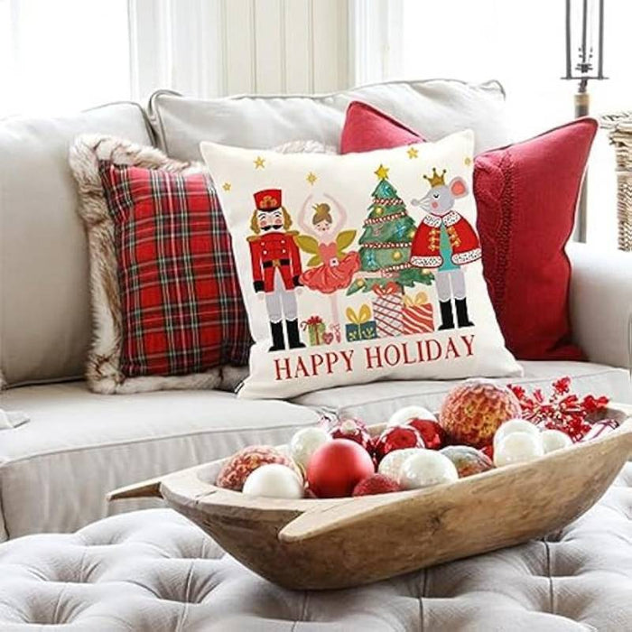 Christmas Nutcracker Double Side Pillow Cover 1PC Xmas Soft Decorative Square Cushion Case