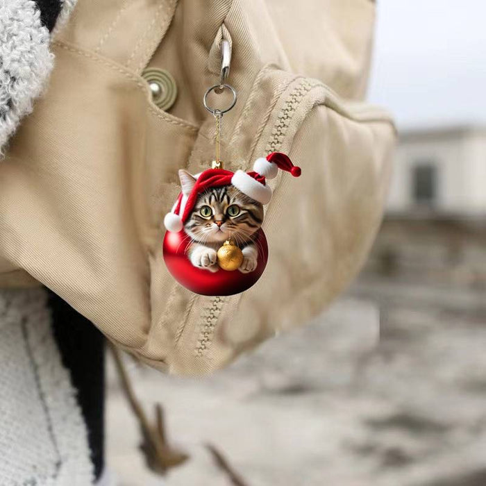 Christmas Tree Cat Ornament Decoration 2D Acrylic Flat Creative Car Pendant Backpack Pendant