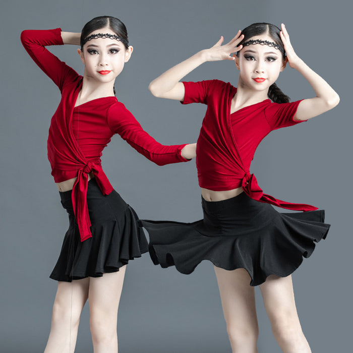 Latin Dance Kids' Dancewear Skirts Ruffles Ruffle Splicing Girls' Performance Training