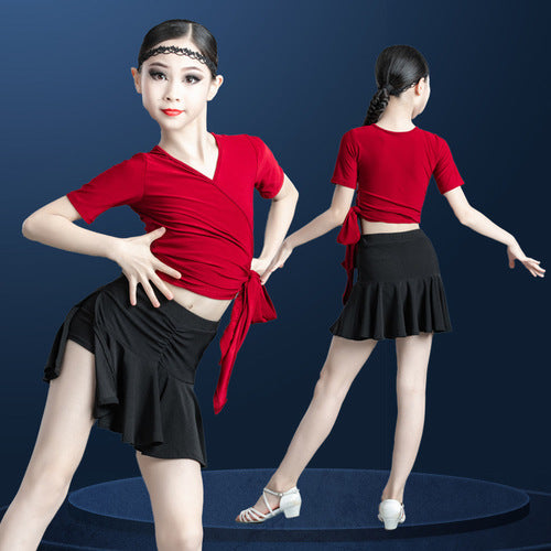 Latin Dance Kids' Dancewear Skirts Ruffles Ruffle Splicing Girls' Performance Training