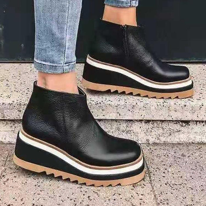 Women's Boots Wedge Heels Plus Size Outdoor Daily Booties Ankle Boots Fall Platform Wedge Heel Round Toe