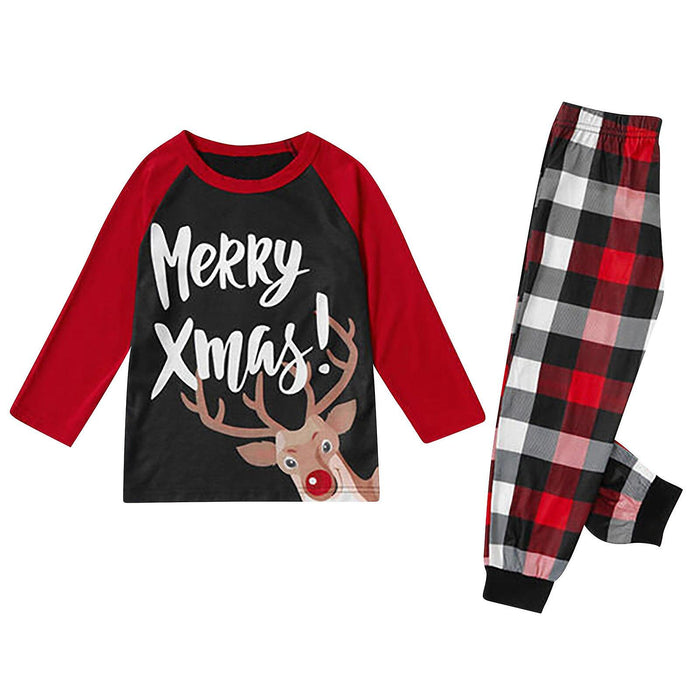 Family Christmas Pajamas Cotton Graphic Home Print Red Long Sleeve Mommy And Me