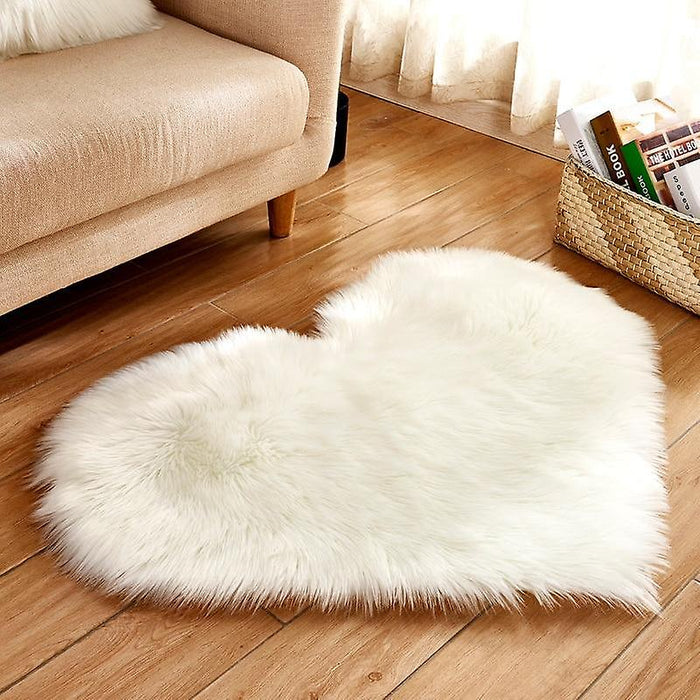 Faux Fur Non Slipping Bedroom Heart Shape Carpet, Wedding Gift Anti-skidding