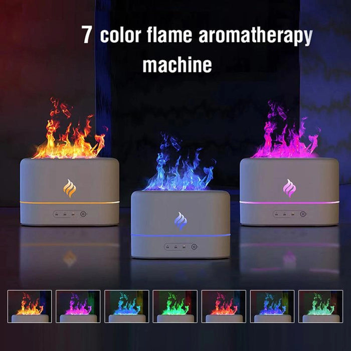 Simulation Flame Ultrasonic Humidifier Aromatherapy Diffuser 7 Colors Lighting Diffuser USB Free