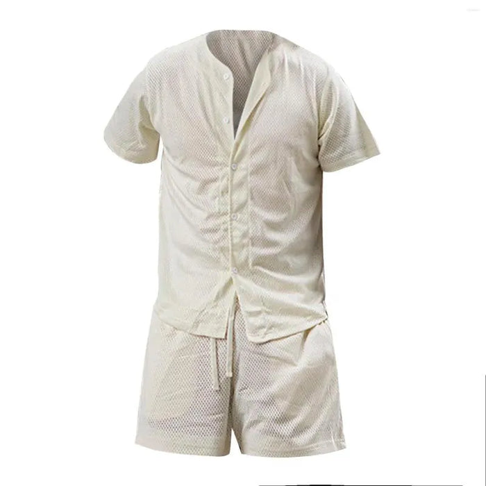 Men's T-shirt Suits Tracksuit Tennis Shirt Shorts and T Shirt Set Cardigan Plain Collar