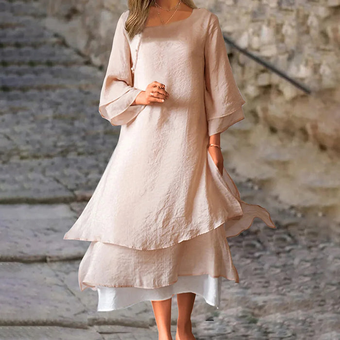 Women's Cotton Linen Dress Casual Dress Midi Dress Cotton Blend