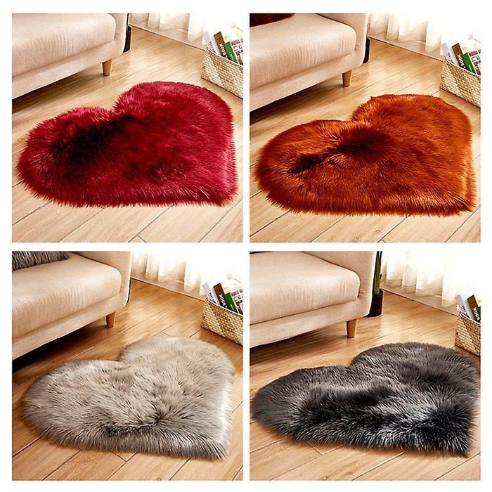 Faux Fur Non Slipping Bedroom Heart Shape Carpet, Wedding Gift Anti-skidding