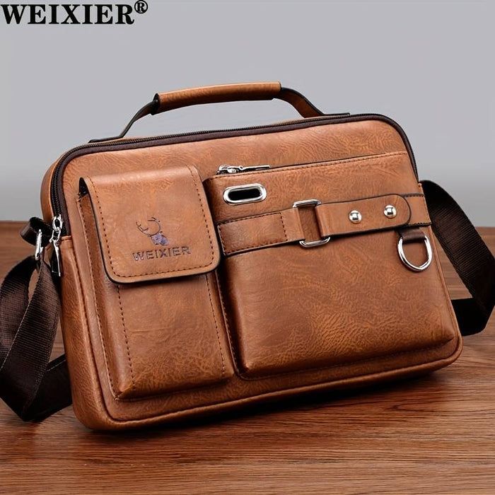 Men Shoulder Bag Business Crossbody Messenger Bag for 10.4 iPad PU Leather Business Handbags