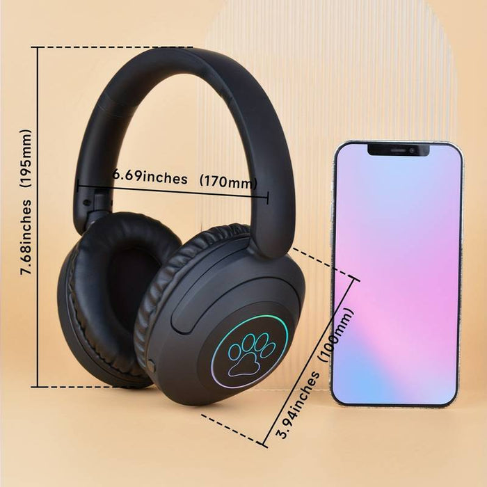 Gaming Headset Over Ear Head-mounted Wireless Bluetooth RGB Light Headphones Removable Dual Microphone