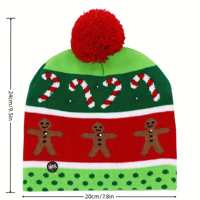 Funny Led Light Knitted Christmas Hat Adults Children Beanie Hat New Year Xmas Kids Gift Decors Party Hat Caps