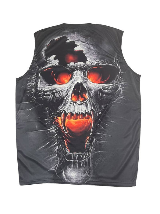 Skull Sleeveless Mens 3D Shirt For Halloween | Black Summer Cotton | Men'S
