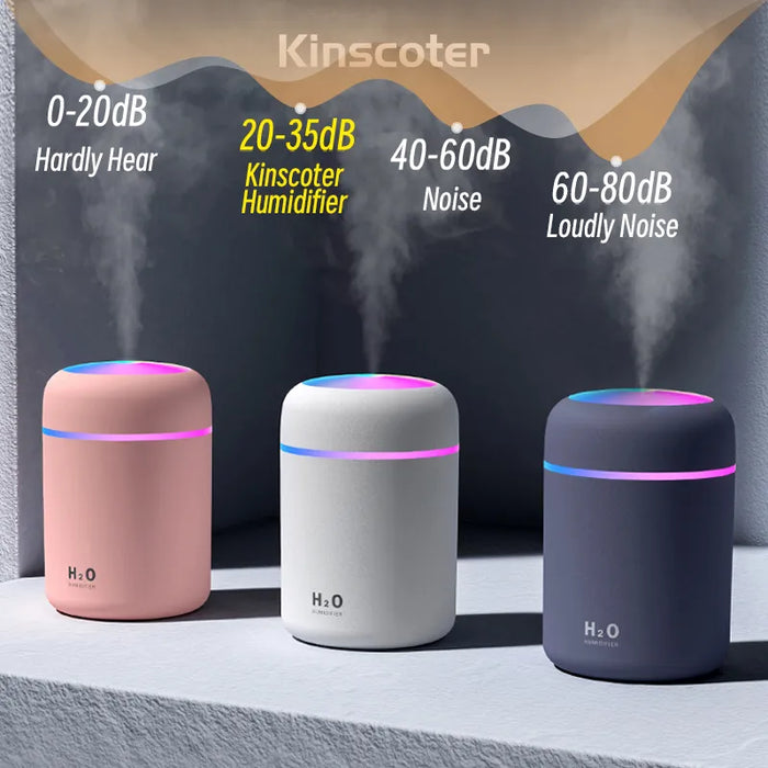 300ml H2O Air Humidifier Portable Mini USB Aroma Diffuser With Cool Mist For Bedroom Home Car
