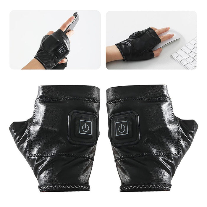 Electric Heating Half Finger Gloves Winter Thermal Soft Heated Gloves Windproof Rechargeable USB