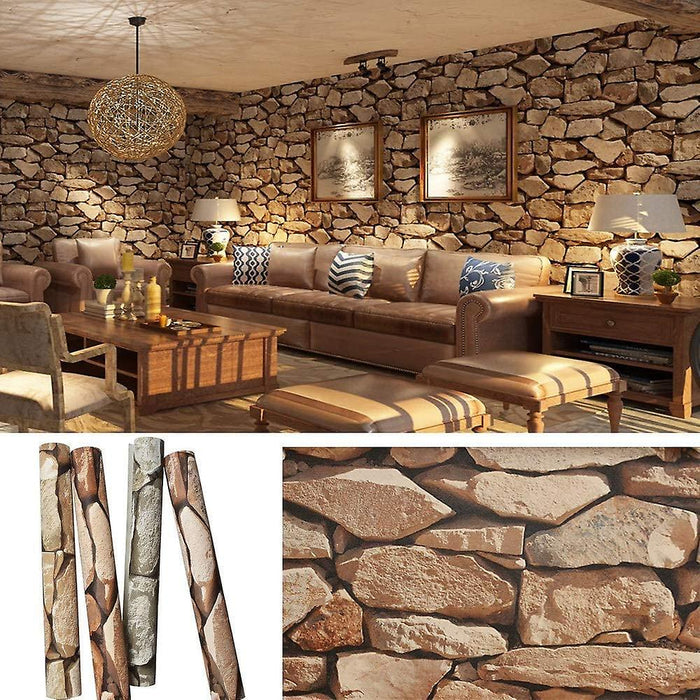3D Rock Stone Wall Mural Wallpaper Wall Covering Adhesive Required PVC Home Décor 1000*53 cm