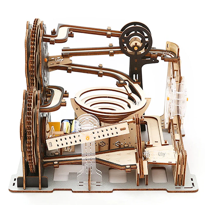 3D Wooden Puzzle Marble Run Set DIY Mechanical Track Electric Manual Model Building Block Kits