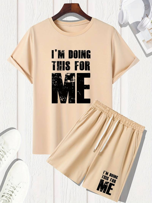 Men's Shorts and T Shirt Set T-Shirt Outfits Graphic Letter Crew Neck Clothing Apparel 3D Print