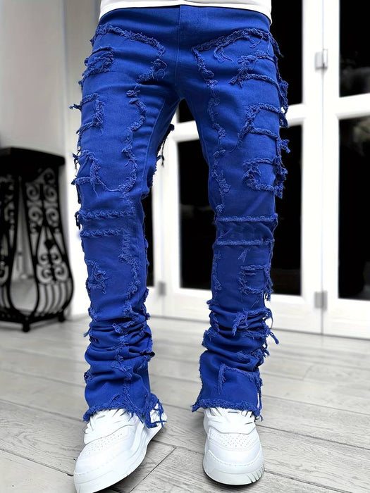 Men's Jeans Trousers Denim Pants Stacked Jeans Pocket Plain Comfort Breathable Outdoor Daily