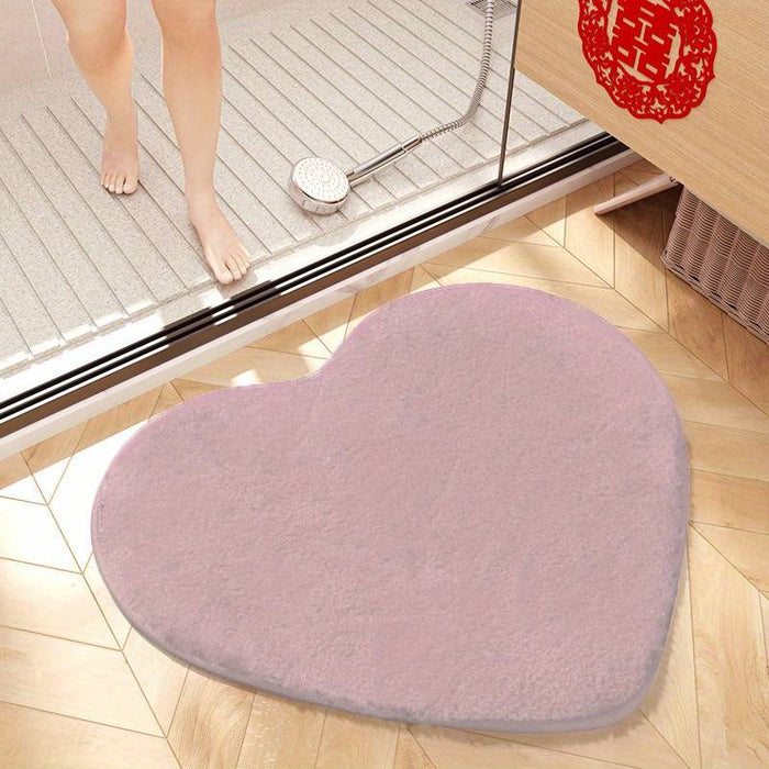 Bathroom Rug, Heart-shaped Carpet Mats Soft Absorbent Rugs Washable Bath Mats