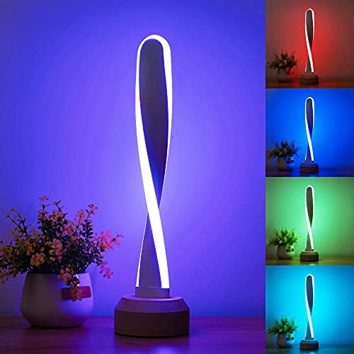 Desk Lamp RGB Wood Table Lamp Bedside Lamp 7 Color-Changing Light Smart Led