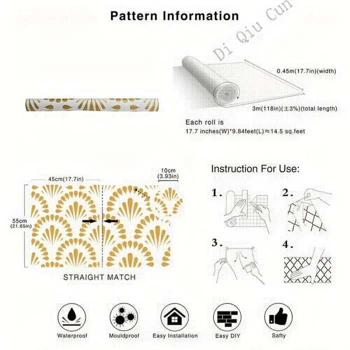 Self Adhesive Wallpaper Gold Furniture Stickers PVC Sticky Back Plastic Contact Paper Vinyl Film Roll